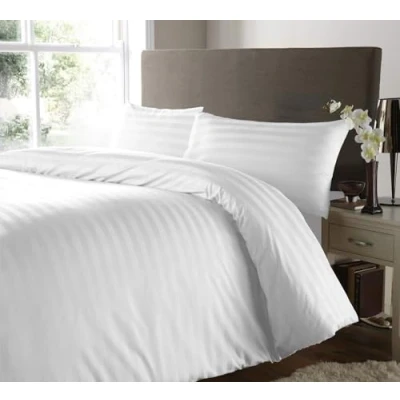 Immagine di Kinfolk Textile Textille set copripiumino in 100% cotone egiziano a 400 fili, righe satinate, con federe (bianco, singolo)