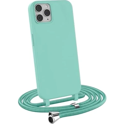 Immagine di MyGadget Cover per iPhone 11 Pro Max Custodia con Corda Case Cordino Opaca Antiurto Bumper Laccio Tracolla Practical Stylish Verde menta