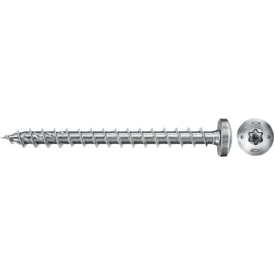 Immagine di Fischer 657389 Viti per truciolare 6 mm 50 Interno Esagonale rotondo, multidentato, TX, Torx, Impronta T Acciaio inox V2A resistente alla corrosione