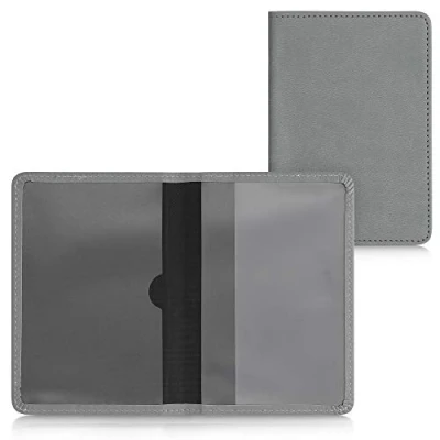 Immagine di kwmobile Custodia in pelle PU per Libretto Circolazione Auto Cover Portalibretto con Scomparti Tessere Patente Foderina Porta Documenti grigio chiaro