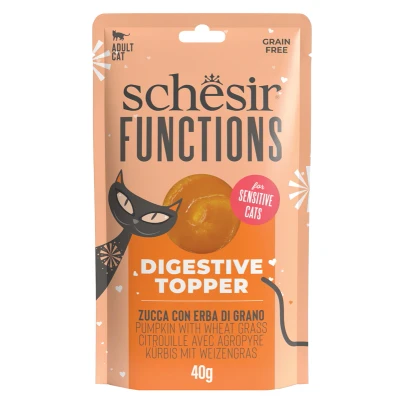 Immagine di Schesir Functions Digestive Topper 12 x 40 g per gatti Zucca con erba di grano