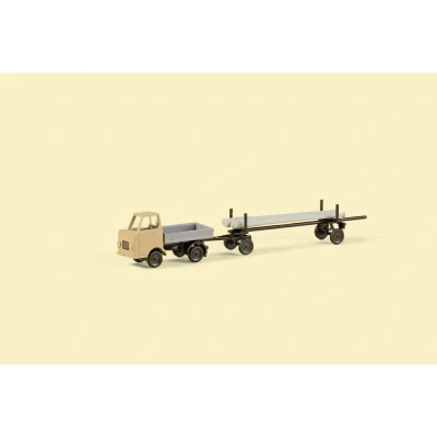 Immagine di Auhagen 44658 N Camion modello Multicar M22 Pritsche con rimorchio per materiali lunghi