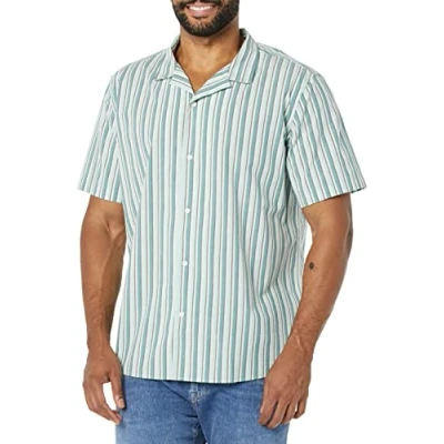 Immagine di Amazon Essentials Camicia Da Vacanza Dalla Vestibilità Standard Uomo, Blu Chiaro Righe, XL
