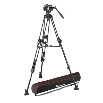 Immagine di Manfrotto Kit Treppiede FAST con Testa Video Fluida 504X e a Doppio Tubo in Alluminio 645 Fast, per Reflex,Mirroless, Fotografi Videomaker, Sacca Trasporto, Portata 12 kg