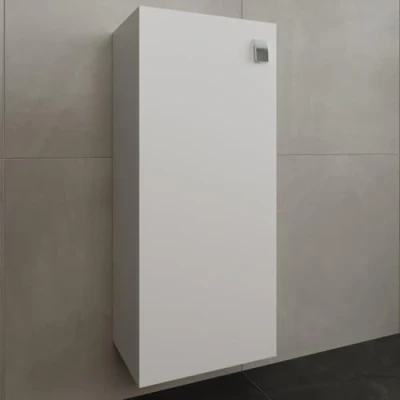 Immagine di Planetmöbel mobile da bagno Midi in bianco 32 cm, a muro per il bagno, piccolo un maggiore spazio di archiviazione con 3 ripiani