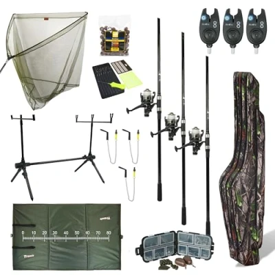 Immagine di FISH XPRO Set di carpe Mega 3 canne, mulini, rilevatori, scambisti, rodpod, errori e altro ancora! Conveniente completo! da pesca alla carpa La non è mai stata così