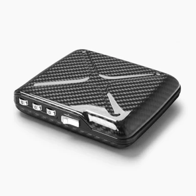 Immagine di ÖGON Smart Wallets Portafoglio con codice in alluminio Code Wallet Chiudibile un a 3 cifre Porta carte blocco RFID 10 e banconote (Fibra di Carbonio)