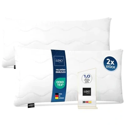 Immagine di Lileno Home Imbottitura per cuscino, 40 x 80 cm, set da 2 pezzi, cuscino interno trapuntato, chi soffre di allergie, in microfibra, come decorativo e divano, lavabile a C