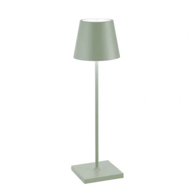 Immagine di Zafferano, Lampada Poldina Pro, da Tavolo Ricaricabile e Senza Fili con Controllo Touch, Utilizzabile anche come Esterni, Dimmer, 2200 3000 K, Altezza 38 cm, Colore Salvia
