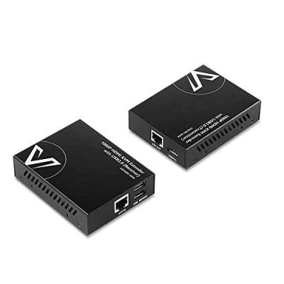 Immagine di AV Access HDMI USB KVM Extender, 1080P@60Hz su Cat5e/6 fino a 80m/260ft, 2 Porte 2.0 per Computer, Nessuna Perdita di Segnale o Latenza, Plug &amp; Play Senza Driver; con PoE e Adaptive EQ