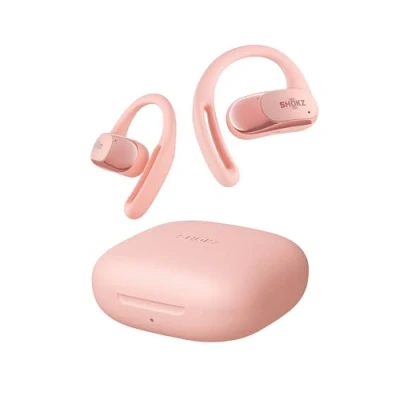 Immagine di SHOKZ Cuffie Open Ear OpenFit Air, auricolari Bluetooth wireless con microfono, gancio auricolare ricarica rapida, 28 ore di riproduzione, resistenza all&#039;acqua IP54 per l&#039;allenamento, Rosa