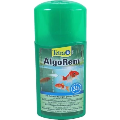 Immagine di Tetra Pond AlgoRem 250 ml, Agisce Rapidamente e in Modo Mirato Contro Il Fenomeno dell’Acqua Verde (Alghe Sospese)