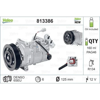 Immagine di VALEO 813386 compressore Aria Condizionata 6SEU 12 PAG 46 R 134a con olio NEW ORIGINAL PART RENAULT: SCENIC 3, MEGANE 3 Grandtour