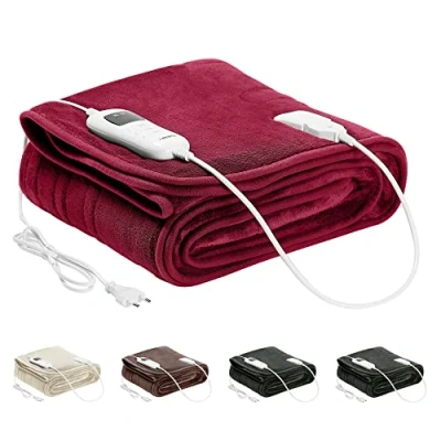Immagine di Arebos coperta elettrica 160x120 cm riscaldata lavabile in lavatrice spegnimento automatico, timer, protezione da surriscaldamento, funzione di preriscaldamento 9 impostazioni calore
