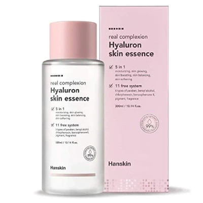 Immagine di Hanskin Hyaluron Skin Essence Real Complexion Face Moisturizer idratante con etichetta di ringraziamento (300 ml)