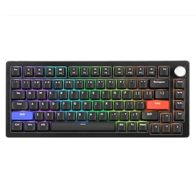 Immagine di DrunkDeer A75 Tastiera meccanica a scatto rapido con interruttore magnetico TKL RGB Wired USB Gaming 75% Layout Compatto 82 tasti manopola, copritasti in ABS nero