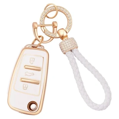 Immagine di Koaudb Cover Completa Chiave Auto per Audi con Cordino Portachiavi, 3 Bottoni Custodia Morbida in TPU Adatta A1 A3 A4 A6 A8 Quattro Q2 Q3 Q7 S3 S6 RS3 RS6 R8 TT TTS (Ad 3)