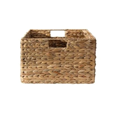 Immagine di CASÂME Cesto in Giacinto d&#039;Acqua Telaio metallo Con Maniglie Cassetto portaoggetti fibre naturali soggiorno, cabina armadio, camera da letto, L 39 x P 28 H 17 cm
