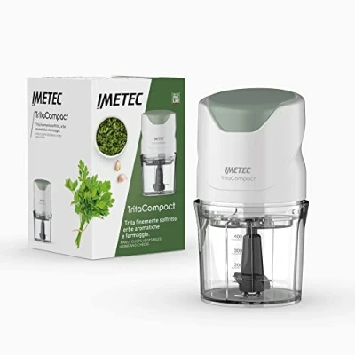 Immagine di Imetec TritaCompact Tritatutto, Lame in Acciaio Inox, Capienza Contenitore 400 ml, Funzionamento a Pressione, Compatto, 350 w