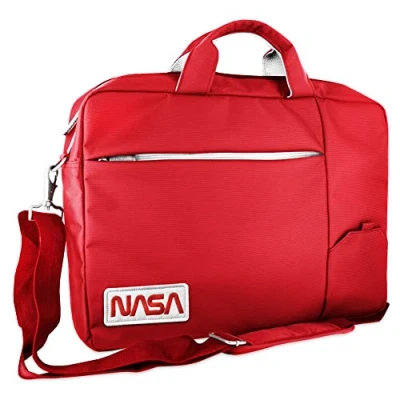 Immagine di Atlantis NASA edition Borsa notebook 15.6&quot; pollici a tracolla, imbottitura interna, vano porta documenti, tasca esterna per accessori, fascia aggancio Trolley . Cinghia colore rosso.