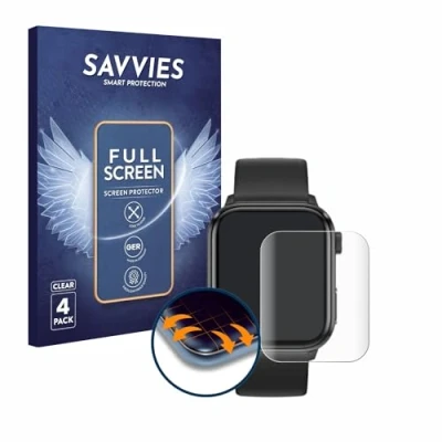 Immagine di savvies (4 Pezzi Full Screen Pellicola Protettiva per ICE Watch smart 2.0 1.96&quot; Cover Copertura [Completa Trasparente]