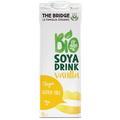 Immagine di The Bridge Bio Soya Drink Vanilla Bevanda Biologica a base di Soia con Vaniglia (Formato da 1 litro, Scatola 12 Pezzi)