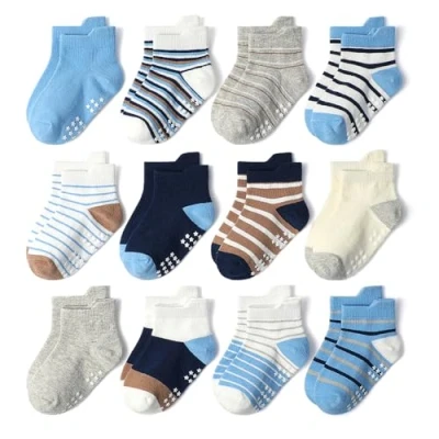 Immagine di Yafane 12 paia Calze Bambino Antiscivolo in Cotone da 0 a 7 Anni Calzini per Neonato Unisex Bambina e Ragazzi (IT, Età, 5 anni, Multicolor 14)