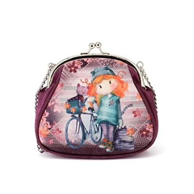 Immagine di Forever Ninette Bicycle Borsa a Tracolla Retro Catena Grande, Borgogna, 18 x 17.5 cm