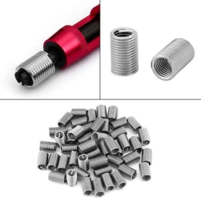 Immagine di Inserto di riparazione per viti 50 pezzi M6x1.0x3D Helicoils Kit SS304 Filo a spirale Inserti filettati vite elicoidale filettato in acciaio inossidabile