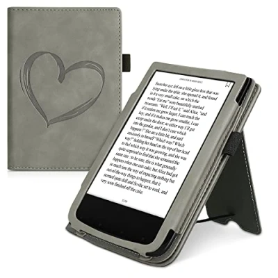 Immagine di kwmobile Custodia eReader Compatibile con Pocketbook Touch Lux 4/5/Touch HD 3/Color (2020)/ Vivlio 5 Cover eBook Pelle PU Stand Cinturino Porta Carte Cuore