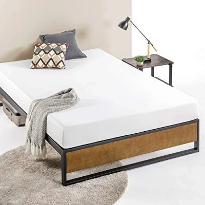 Immagine di Zinus Suzanne Bed 160x190 cm Altezza del telaio letto 18 Struttura a piattaforma in metallo e legno con supporto doghe Marrone nero