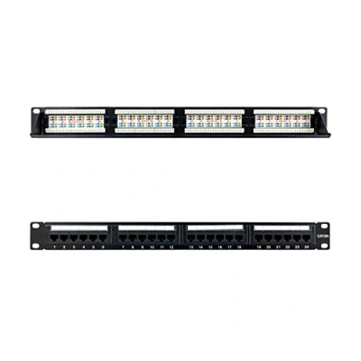 Immagine di NANOCABLE 10.21.4124 Pannello patch UTP RJ45 Cat.6A a 24 porte, per rack doppio IDC 19&quot; 1U, nero