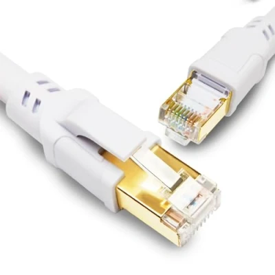 Immagine di Yauhody Cat 8 Cavo Ethernet 0.5M di Rete RJ45 Internet Patch 40Gbps 2000MHz S/FTP Gigabit LAN per PS5/4/3, Router, TV, Switch, Modem, PC, Laptop (Bianco)
