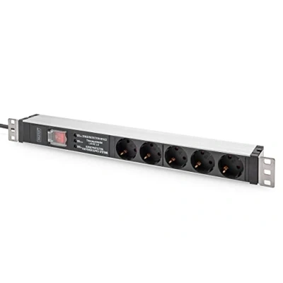 Immagine di Digitus DN 95433 19 pollici Multipresa per armadio rack 1 U Presa schuko Adatto profondità armadio: da 300 mm Alluminio, Alluminio (anodizzato), Nero, Nero