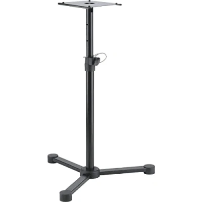 Immagine di K&amp;M 26720 Stand per monitor, nero, in acciaio supporto regolabile altezza monitor grande ripiano