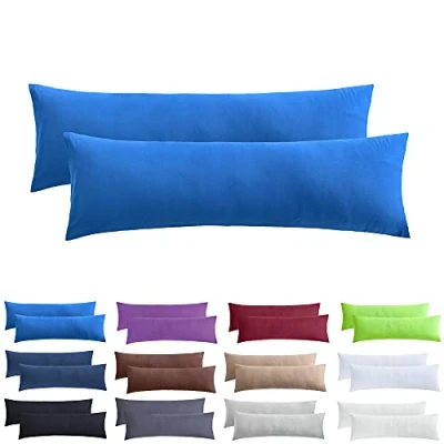 Immagine di NatureMark Confezione da 2 federe per cuscini in jersey, dormire lateralmente, cuscino il collo, conformi all’OEKO TEX, 40 x 145 cm, diversi colori e dimensioni, Blu reale