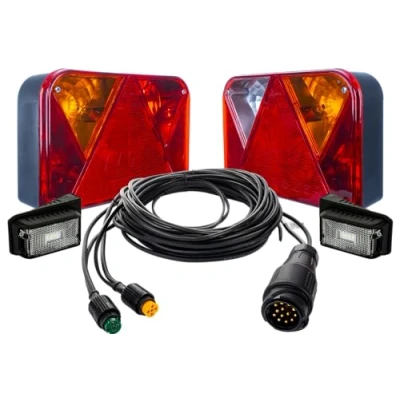 Immagine di Mantes Set: fanale posteriore DPT 35 con luci di ingombro 15 e imbracatura 5,5 m 13 pin
