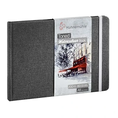 Immagine di Hahnemuhle 10625171 Quaderno per acquerelli, formato A5, colore: grigio, confezione da 5