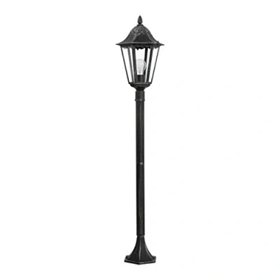 Immagine di Eglo Navedo lampada a piantana per esterni, esterni 1 luce, da terra in fusione di alluminio e vetro, nero con patina argento, attacco E27, 120 cm, IP44