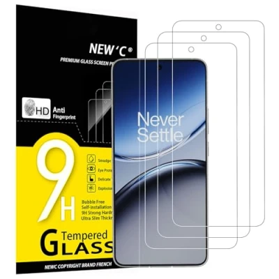 Immagine di NEW&#039;C 3 Pezzi, Vetro Temperato per OnePlus Nord 4, Pellicola Prottetiva Anti Graffio, Impronte, Senza Bolle, Durezza 9H, 0,33mm Ultra Trasparente, Resistente