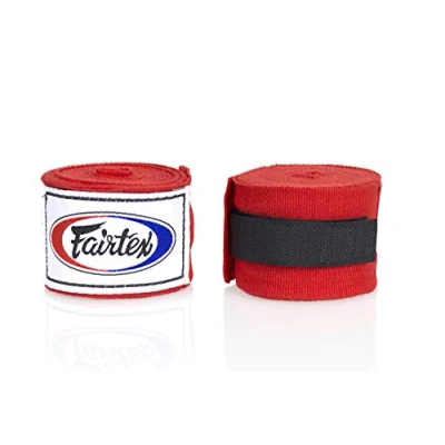 Immagine di Fairtex HW2 Muay Thai Boxe Fascia da Polso in Cotone Elastico Handwraps, utilizzato Thai, Boxe, Kickboxing, Arti Marziali (Rosso, 120&quot;)