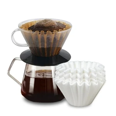Immagine di Filtri per caffè da 2 4 tazze, 100 pezzi, usa e getta, compatibili con Kalita Wave Pour Over Coffee Dripper serie 185, persone