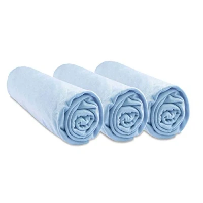 Immagine di Set de 3 lenzuola con angoli per culla in bambù 40x80 / 40x90 cm Azzurro