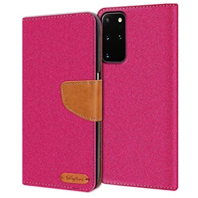 Immagine di Verco Galaxy S20 Plus Custodia per Cellulare, Caso Tessuto Samsung Cover Tessilo Portafoglio Case, Rosa