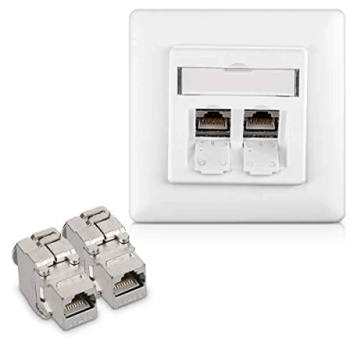 Immagine di kwmobile 2X Keystone Cat 6A 1x Presa Snap in modulo per schermato Metallo 10Gbit/s Standard 19,35x14,8 mm Muro