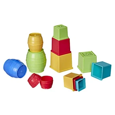 Immagine di Hasbro Playskool, Stack And Nest Barrels Blocks , Giocattolo di assemblaggio e Costruzioni, Set da 16 Pezzi, Esclusivo Amazon