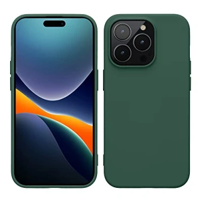 Immagine di kwmobile Custodia Compatibile con Apple iPhone 14 Pro Cover Back Case in Silicone TPU Protezione Smartphone per Caricatore Wireless verde militare