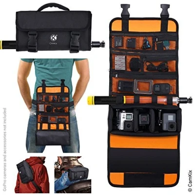 Immagine di CamKix Borsa Roll Out con Cinghia per Spalla/Vita Compatible GoPro Hero, DJI Osmo Action e Altre Compatte/Action Camera Opzioni di Trasporto Multiple (Mani, Spalle, Vita, Schiena)