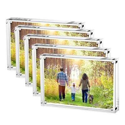 Immagine di Boxalls cornice portafoto 10 x 15 cm, set di 5 cornici per foto, in acrilico, profilo 2 cm. Trasparente (10 cm Confezione da 5)