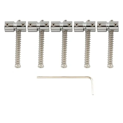 Immagine di Musiclily Pro 18mm Sellette in Acciaio per Basso Elettrico 5 Corde tipo Jazz/Precision Bass, Cromato (Set di 5)